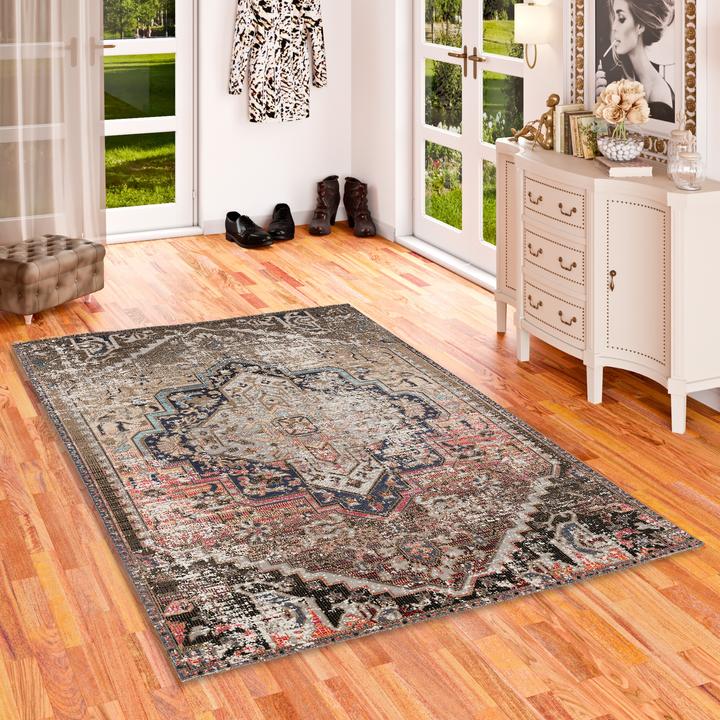 Actual product image Pergamon Kurzflor Designer Teppich Modern Vintage Orient Muster (120 x 170 cm)