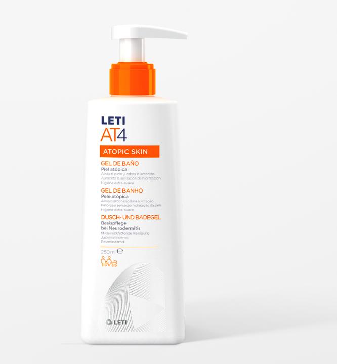 Image du produit Leti AT4 Gel douche et bain - Nettoyage doux et surgraissant pour les peaux sèches ou à tendance (Gel, 250 ml)