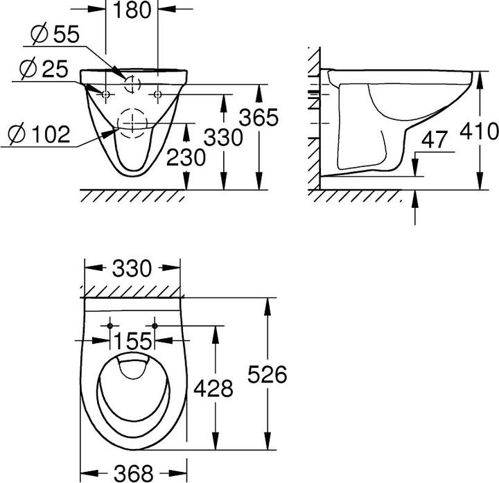 Image du produit Grohe Bau Ceramic WC vaeghaengt -