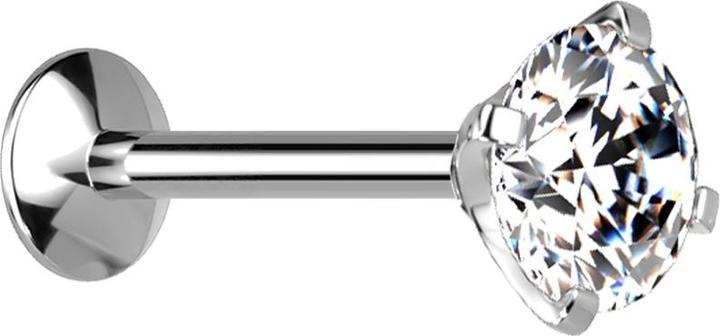 Produktbild Star Piercing Micro Innengewinde Labret UFO silber mit Kristall silber gefasst (Titan G23, ohne Messing)