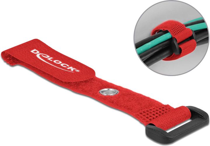 Immagine prodotto Delock Fascetta in velcro con anello e occhiello di fissaggio L 150 x L 20 mm rosso 5 pz. (Fascette in velcro, 150 mm, 5 pz.)