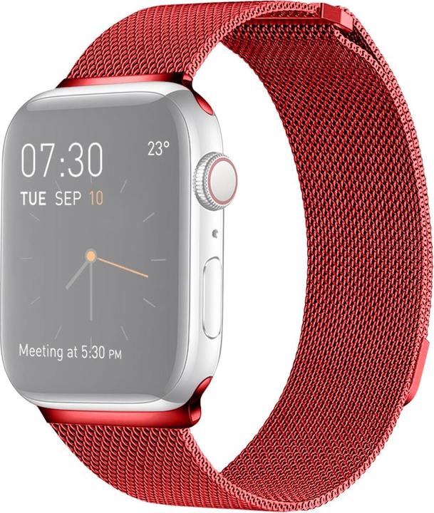 Produktbild Cover-Discount Apple Watch 42 / 44mm - Milanaise Edelstahl Armband rot (42 mm, 44 mm, Edelstahl)
