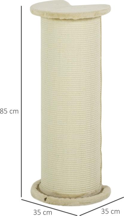 Actual product image PawHut Corner scraper board with anti-tip device (85 cm, Cream white)