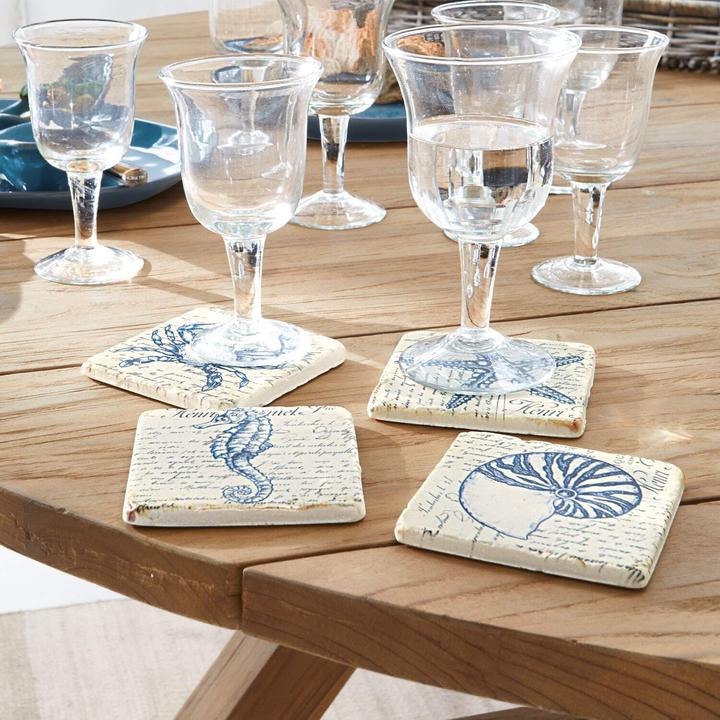 Actual product image Loberon Coaster 4pcs set Faune Navy (4 x, Glass coaster)