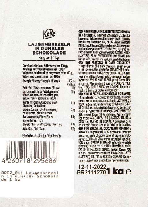 Actual product image KoRo Laugebrezeln in dunkler Schokolade (1000 g)