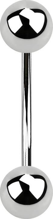 Image du produit Star Piercing Micro banane argentée avec deux boules (Acier chirurgical 316L)