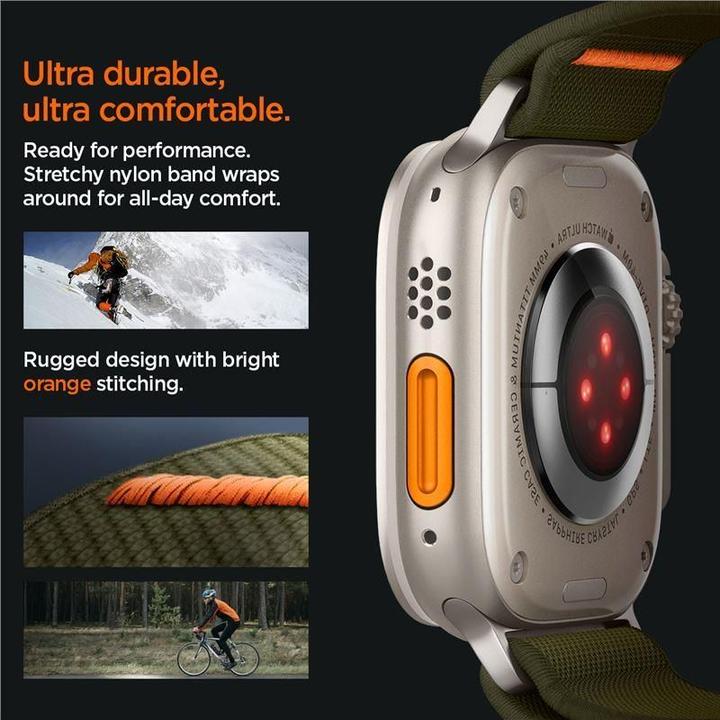 Produktbild Spigen Fit Lite Band für Apple Watch Series 42, 44, 45, 49 mm - khaki (42 mm, 44 mm, 45 mm, 49 mm, Nylon, Fabric, Stainless Steel)