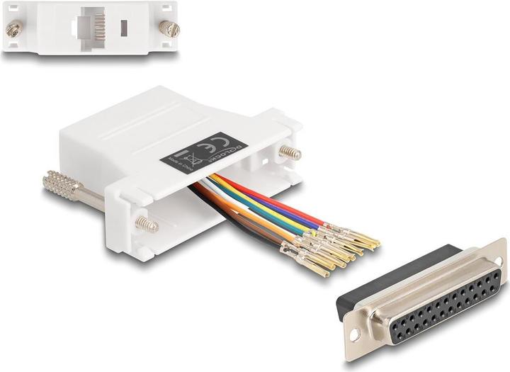 Produktbild Delock D-Sub 25 Pin Buchse zu RJ45 Buchse Montagesatz weiss (0.06 m, VGA)