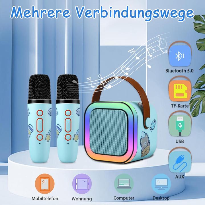 Image du produit Lamjad Kinder Karaokemaschine mit zwei drahtlosen Mikrofonen