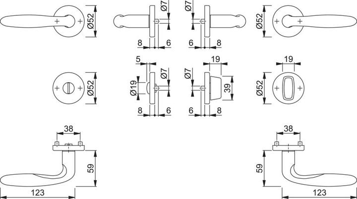 Produktbild Hoppe Rosettengarnitur Verona E1800Z/42KV/42KVS Edelstahl F69 rund SK/OL DIN links/rechts D/D (Türgarnitur)