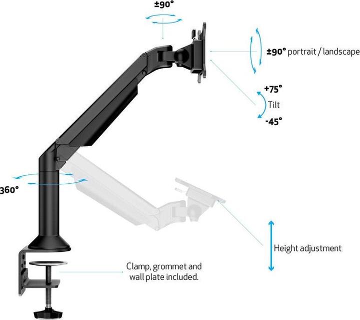 Produktbild Multibrackets Tischhalterung Gas Lift Arm Desk (Wand, Tisch, 32")
