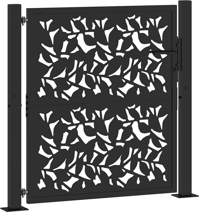 Actual product image VidaXL Garden gate black 105x105 cm steel leaf design fence gate outdoor gate