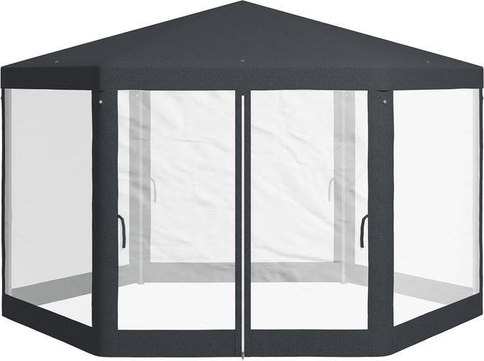 Produktbild Swisshandel24 Gartenzelt ca. 4 x 4 m mit Moskitonetz 6-eckig Polyester Metall Dunkelgrau (394 cm, 394 cm)