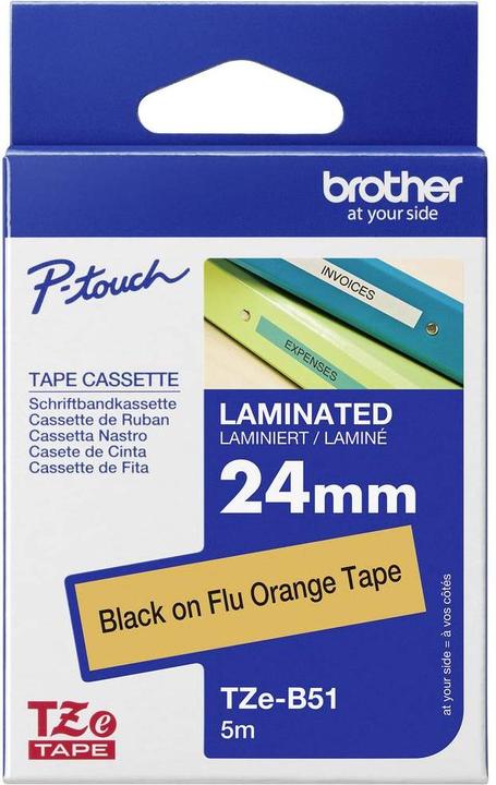 Produktbild Brother TZB51 24 Schwarz AUF Orange (2.40 cm, Orange, Schwarz)