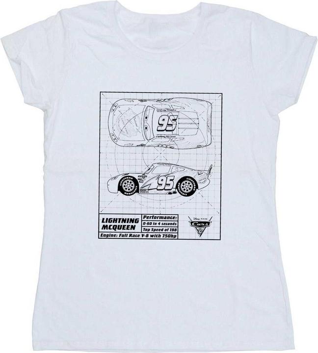 Actual product image Disney Womens/Ladies Cars Lightning McQueen Blueprint Cotton T-Shirt (XXL)