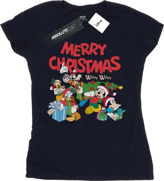Actual product image Disney Womens/Ladies Mickey And Friends Winter Wishes Cotton T-Shirt (XXL)