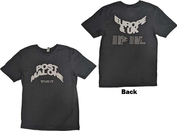 Actual product image Post Malone Curved Logo 2023 Tour Dates Back Print (M)