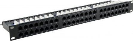 Produktbild Tecline Patchfeld, Cat.6, 48 Port, UTP, 1 HE, 48,30cm (19"), schwarz Cat. 6 Patchfeld mit 48 Ports
