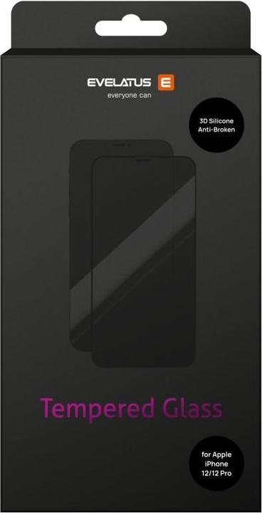 Evelatus Apple iPhone 12/12 Pro 3D Rubber Anti-Broken Glass (1 pièce(s), Realme 12 Pro+, Apple iPhone 12)
