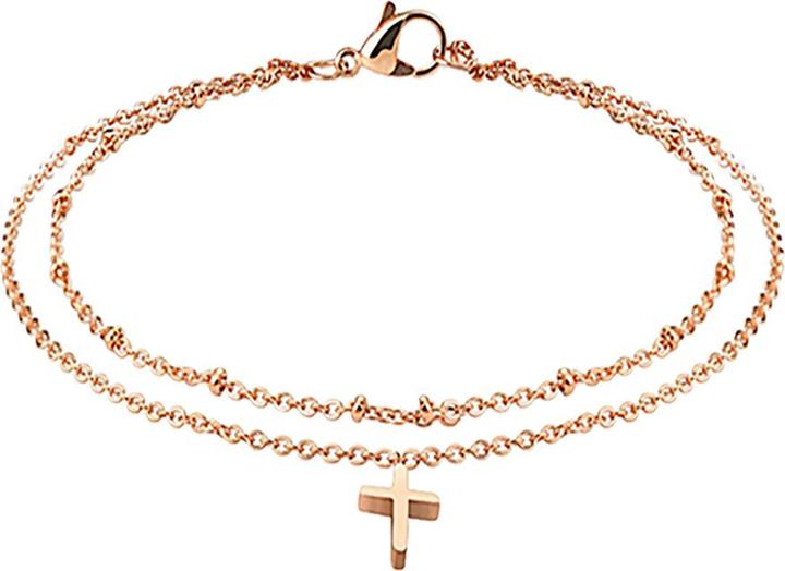 Star Piercing Chaîne en or rose avec croix (Acier chirurgical 316L)