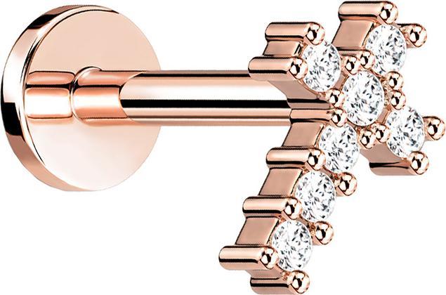 Produktbild Star Piercing Micro Labret Innengewinde rosegold Kreuz mit Kristall (Chirurgenstahl 316L, Messing)
