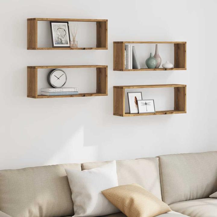 Immagine prodotto VidaXL Wandregal Hängeregal Regalwürfel Cube Lounge CD Regal 4Stk. Artisan-Eiche (60 x 15 x 23 cm)