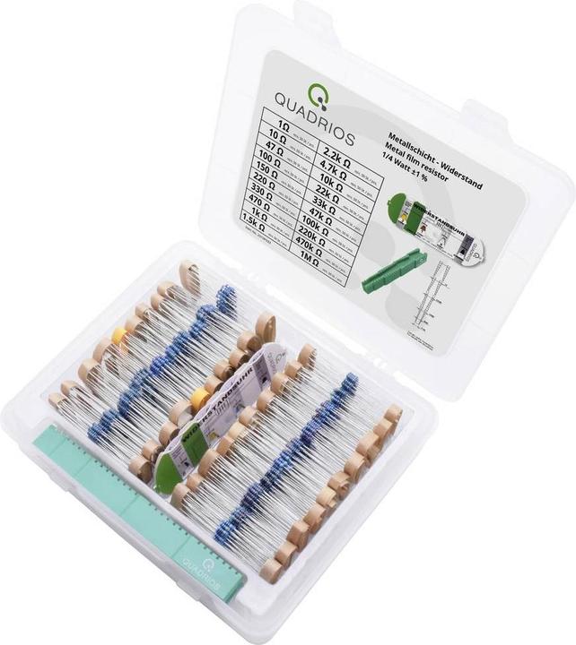 Actual product image Quadrios Metal film resistor assortment 1/4W, ±1% with accessories, 1002 tlg