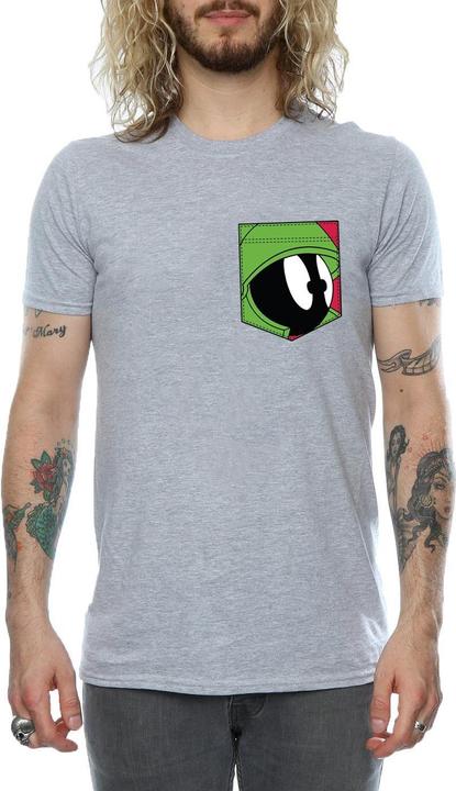 Immagine prodotto Looney Tunes Marvin The Martian Face Faux Pocket Maglietta Uomo (3XL)