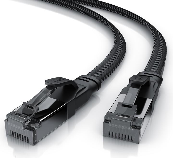 Primewire LAN Kabel CAT.8, RJ-45, Ethernet CAT 8.1 Netzwerkkabel Flach 40 Gbits, Baumwollmantel Patchkabel (U/FTP, CAT8.1, 1 m)