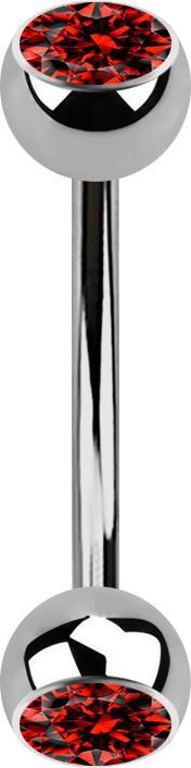 Produktbild Star Piercing Micro Banane silber mit zwei Kugeln Kristall rot (ohne Messing, Titan G23)