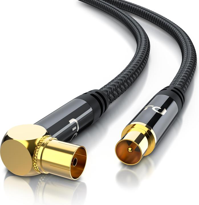 Actual product image Primewire Antenna cable angled with braiding, coaxial cable 75 Ohm HDTV, radio, DVB-T2 TV antenna cable (135 dB, Antenna cable)