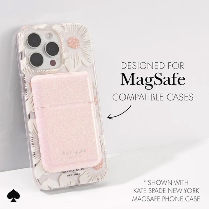 Actual product image Kate Spade MagSafe Flip Wallet – Magnetische Geldbörse (That Sparkle Pink)
