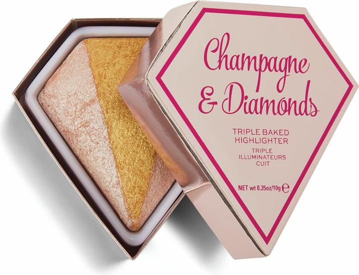 Immagine prodotto Makeup Revolution I Heart Makeup Triple Baked Highlighter (Champagne e diamanti, Highlighter, Bronzer, 10 g)