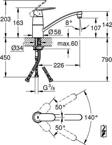 Productafbeelding Grohe Lagedrukkraan Eurosmart Cosmopolitan glanzend chroom 31179000