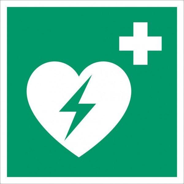 Produktbild Everglow Rettungszeichen Aufkleber Defibrillator nach ASR A1.3 15x15cm