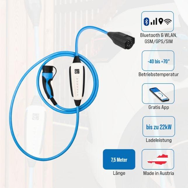 Immagine prodotto NRGkick Stazione di ricarica mobile 32 A, 7,5 m, tipo 2 WLAN, 4G, GPS (Tipo 2, 22 kW, 32 A, Tipo 2)