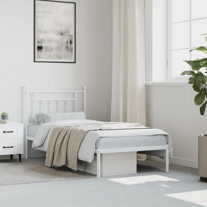 Actual product image VidaXL Bettgestell mit Kopfteil Metall Weiss 90x200 cm, Farbe (90 x 200 cm)