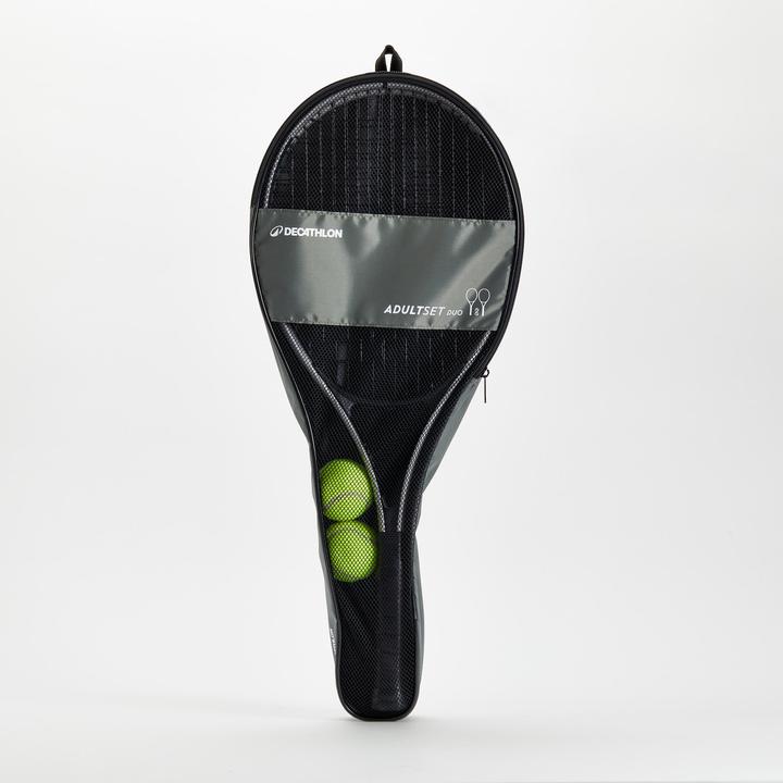 Produktbild Decathlon Tennisset Erwachsene Essential - 2 Schläger 2 Bälle 1 Hülle (828 g)