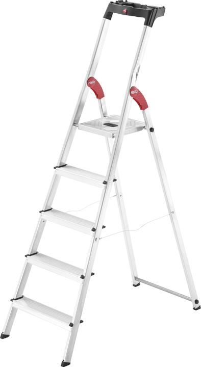 Hailo L60 StandardLine, Alu-Sicherheits-Stehleiter, 5 Stufen (Stehleiter, 184 cm)