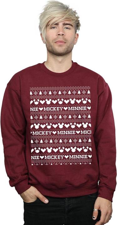 Actual product image Disney Mens Mickey And Minnie Christmas Fair Isle Sweatshirt (XL)