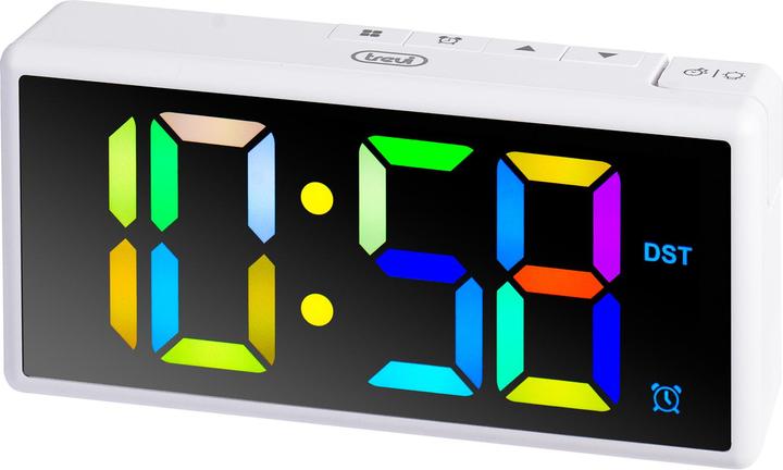 Trevi EC 886 Digital Alarm Clock Large Colour Display White