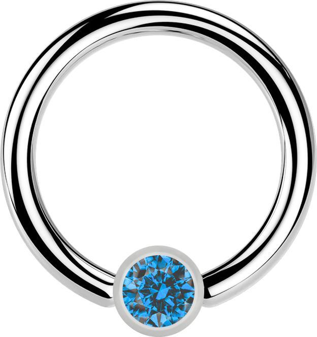 Actual product image Star Piercing Ball Closure Ring silver and crystal light blue (Surgical steel 316L, without brass)