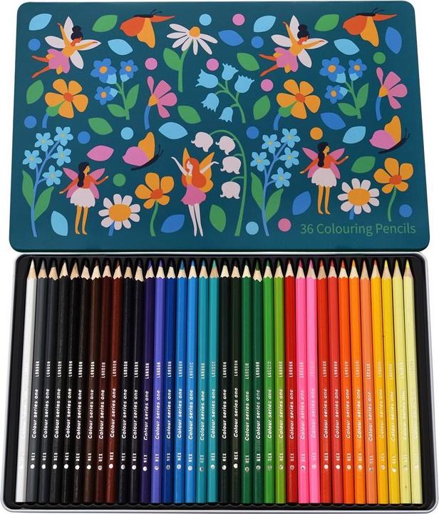 Image du produit Rex London boîte de 36 crayons de couleurs fairies in the garden (Rouge, Vert, Noir, Blanc, Jaune, Bleu, 36 x)