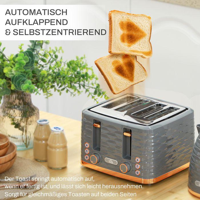Produktbild Swisshandel24 Wasserkocher Toaster Set mit 1,7L Wasserkocher, 4 Scheiben Toaster Grau (1.70 l)