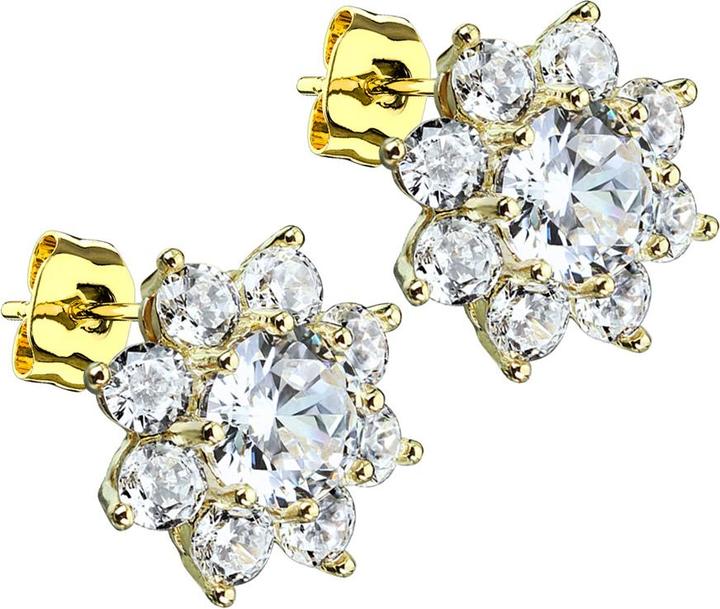 Immagine prodotto Star Piercing Orecchini pendenti placcati in oro 14k con fiore di cristallo e cristallo grande (Acciaio chirurgico 316L, Ottone)