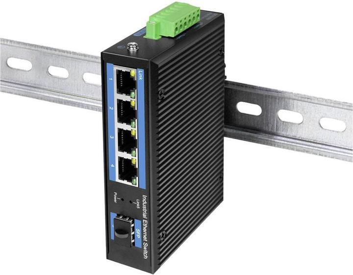 Immagine prodotto LogiLink Switch Gigabit Ethernet industriale, 4 porte 1000 Mbit/s + 1 porta SFP (5 Porti)