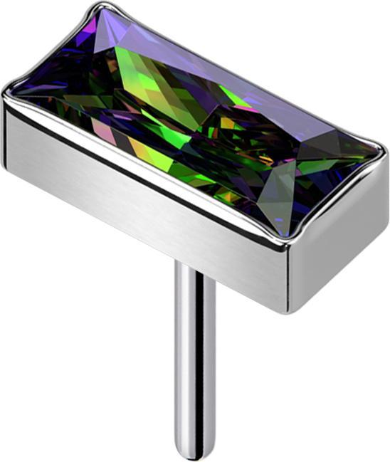Star Piercing Threadless rechteck silber Kristall dunkel multicolor (ohne Messing, Titan G23)