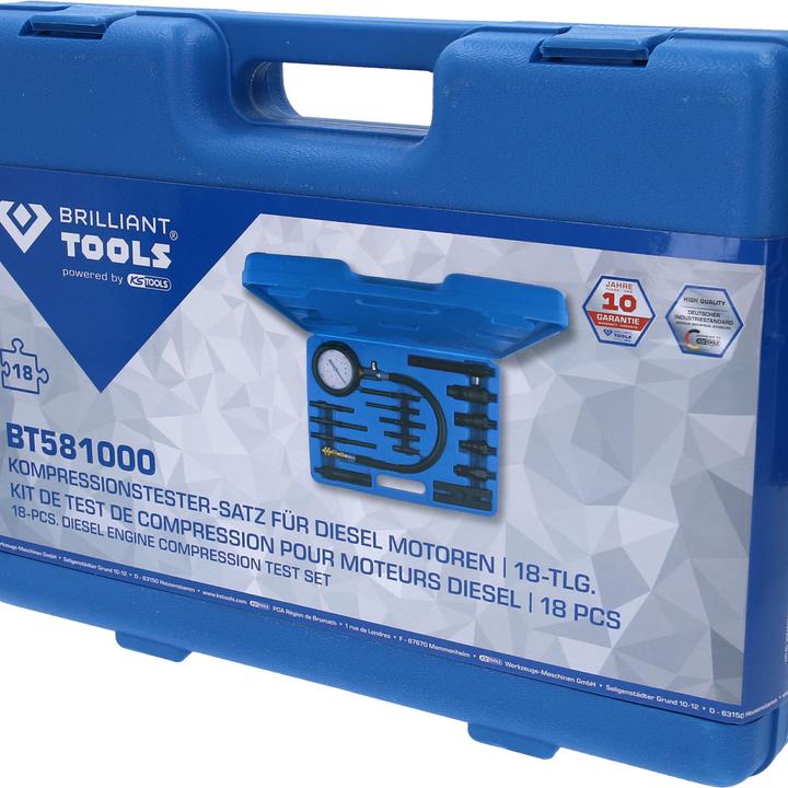 Immagine prodotto Brilliant Tools Set di tester di compressione per motori diesel, 18 pezzi.