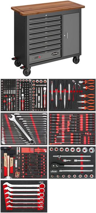 Immagine prodotto Vigor Mobile work bench Series L with assortment ∙ V4813/NKW ∙ 336-pieces ∙ Numero utensili: 336 (48.10 cm, 109.10 cm)