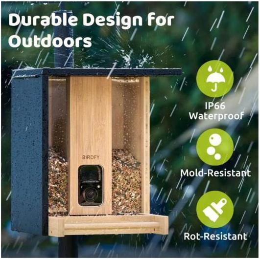 Produktbild Birdfy Futterautomat Bamboo AI im Abonnement + Solarpanel